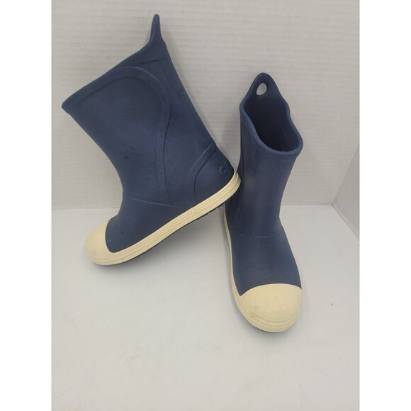 Crocs Navy Blue Bump It Boots Jr Size 1 Pull On Waterproof Rainboot - Picture 3 of 12